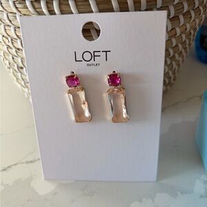 LOFT Fuchsia and Gold Dangle Earrings